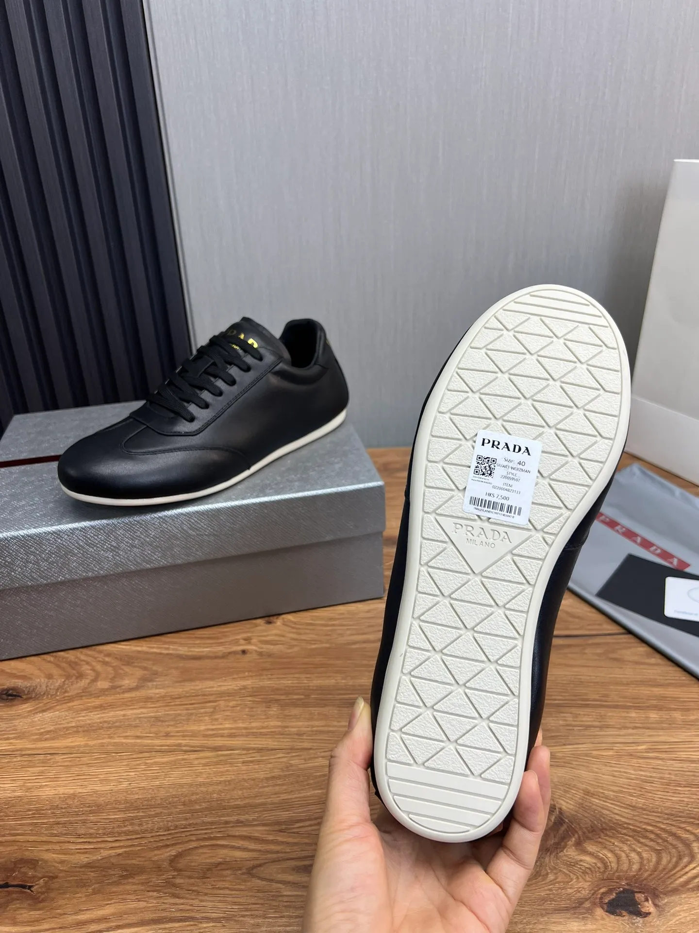 Men's shoes 💰520💰 [PRADA] Men's shoes are popular in the counter, official website is synchronized, 1 high-quality shipment ✔️Original cowhide spliced ​​with high-end waterproof cloth + cowhide lining, 1🆚1 replica, original sole, 38-45 (45 customized, non-refundable)